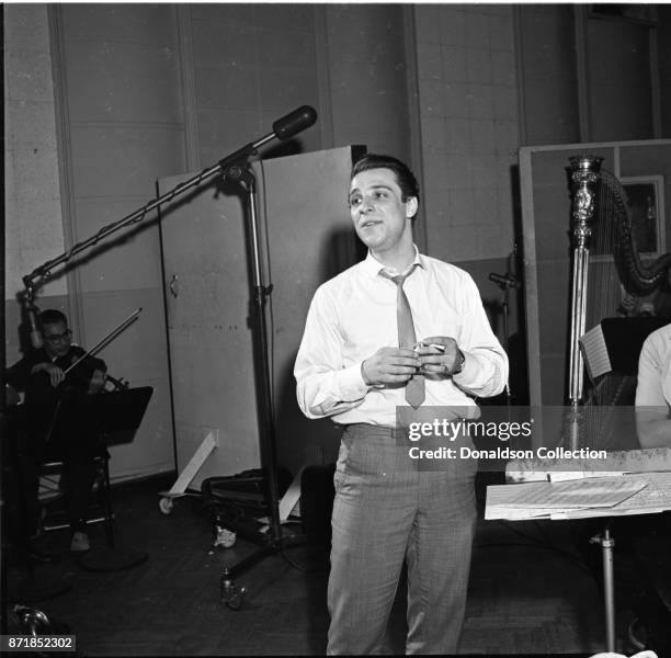 Musician Barry Mann recording at RCA on September 1, 1961 in New York.