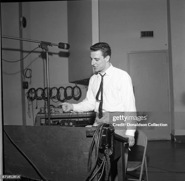 Musician Barry Mann recording at RCA on September 1, 1961 in New York.