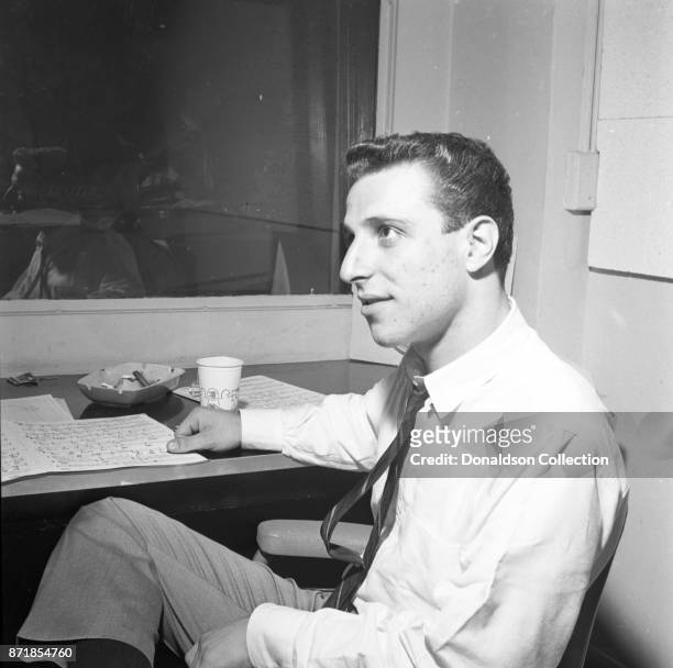 Musician Barry Mann recording at RCA on September 1, 1961 in New York.