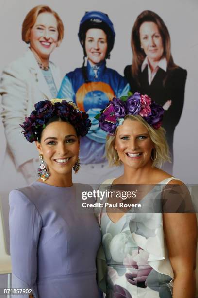 Giaan Rooney and Leisl Jones pose for a photo at the Celebrating Women In Sport event on 2017 Oaks Day at Flemington Racecourse on November 9, 2017...