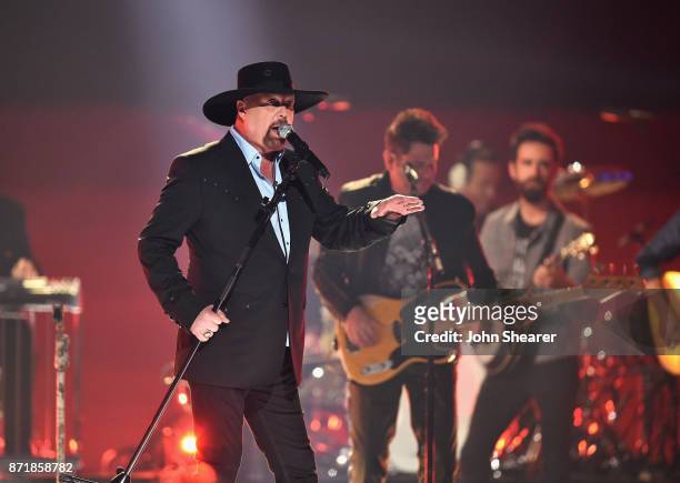 Eddie Montgomery performs onstage at the 51st annual CMA Awards at the Bridgestone Arena on November 8, 2017 in Nashville, Tennessee.