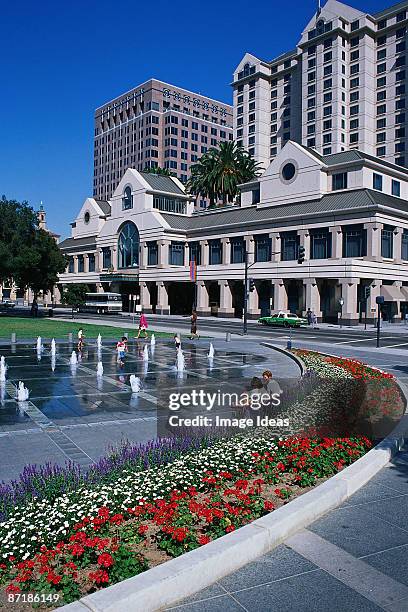 plaza park, san jose, ca - downtown san jose california stock pictures, royalty-free photos & images