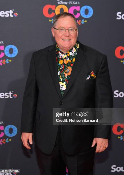 Executive producer John Lasseter attends Disney Pixar's "Coco" premiere at El Capitan Theatre on November 8, 2017 in Los Angeles, California.