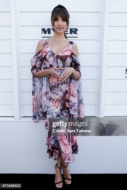 Rachael Finch poses at the Myer Marquee on Oaks Day at Flemington Racecourse on November 9, 2017 in Melbourne, Australia.