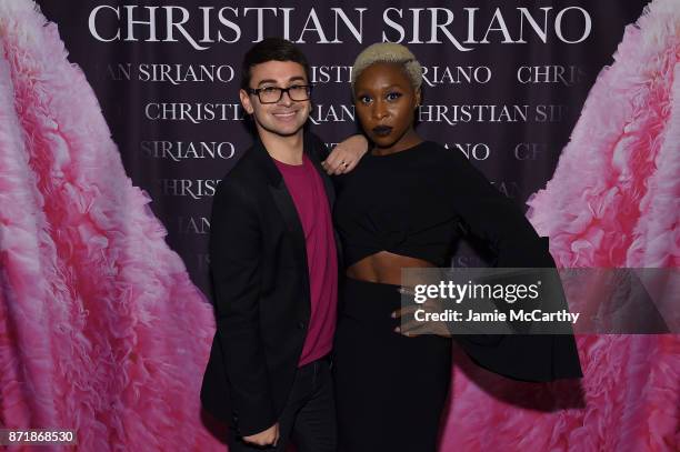 Christian Siriano and Cynthia Erivo celebrate the release of his book "Dresses To Dream About" at the Rizzoli Flagship Store on November 8, 2017 in...