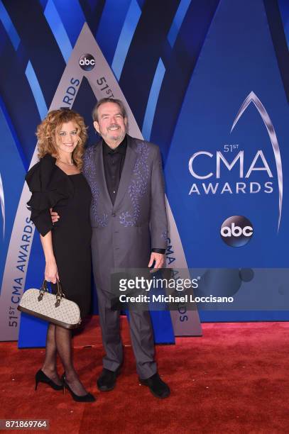 Singer-songwriter Jimmy Webb and Laura Savini attend the 51st annual CMA Awards at the Bridgestone Arena on November 8, 2017 in Nashville, Tennessee.