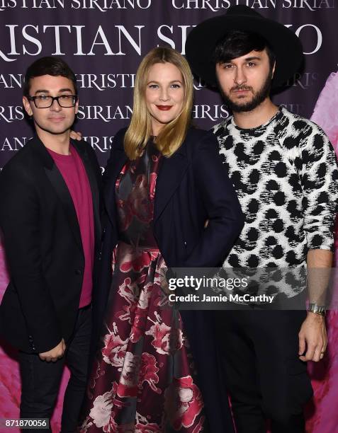 Christian Siriano, Drew Barrymore, and Brad Walsh celebrate the release of his book "Dresses To Dream About" at the Rizzoli Flagship Store on...