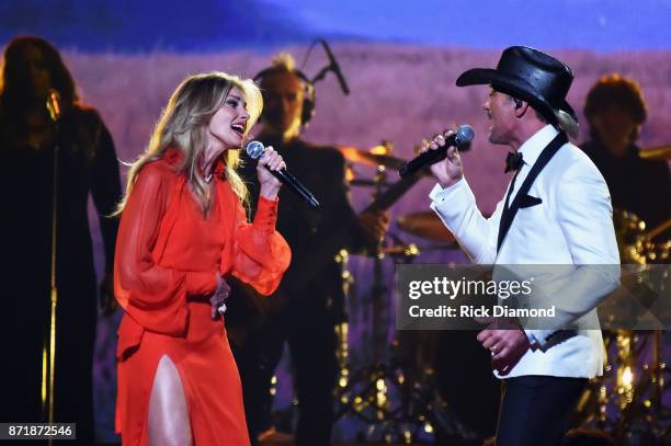 Faith Hill and Tim McGraw perform onstage at the 51st annual CMA Awards at the Bridgestone Arena on November 8, 2017 in Nashville, Tennessee.