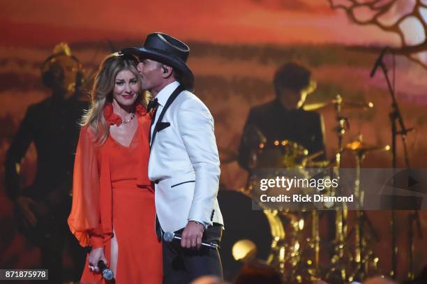 Faith Hill and Tim McGraw perform onstage at the 51st annual CMA Awards at the Bridgestone Arena on November 8, 2017 in Nashville, Tennessee.