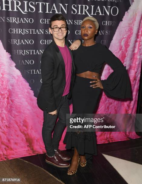 Christian Siriano and Cynthia Erivo attend the release celebration of his book 'Dresses To Dream About' at the Rizzoli Flagship Store on November 8,...
