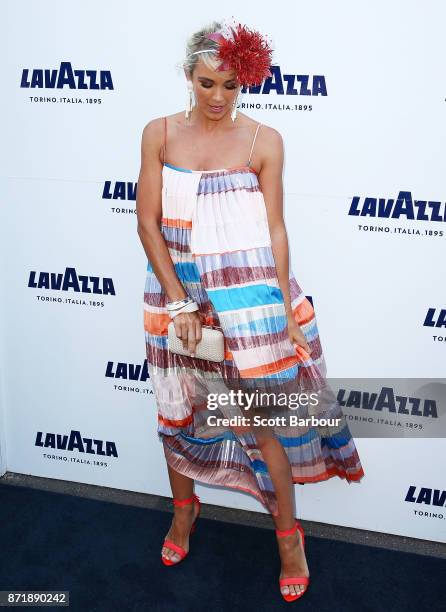 Bec Hewitt poses at the Lavazza Marquee on Oaks Day at Flemington Racecourse on November 9, 2017 in Melbourne, Australia.