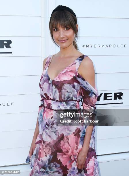 Rachael Finch attends the Myer Marquee on Oaks Day at Flemington Racecourse on November 9, 2017 in Melbourne, Australia.