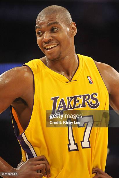 Los Angeles, CA, USA; Los Angeles Lakers center Andrew Bynum during game against the Los Angeles Clippers at the Staples Center. The Lakers defeated...