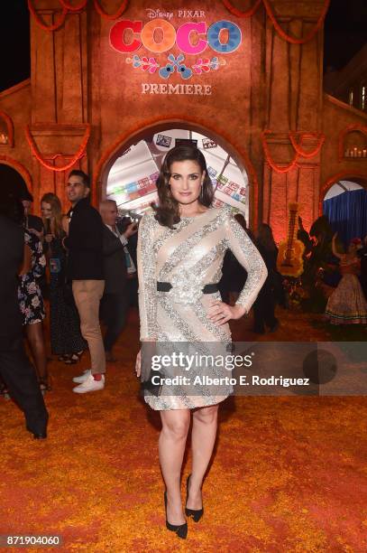 Actor Idina Menzel of "Olafs Frozen Adventure" at the U.S. Premiere of Disney-Pixars "Coco" at the El Capitan Theatre on November 8 in Hollywood,...