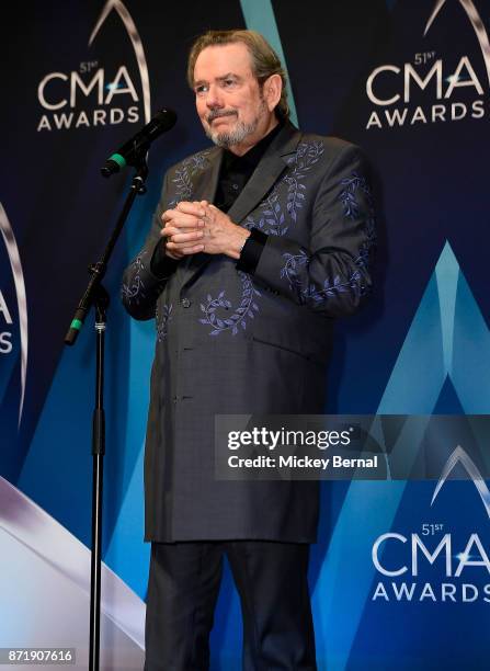 Songwriter Jimmy Webb speaks in the press room during the 51st annual CMA Awards at the Bridgestone Arena on November 8, 2017 in Nashville, Tennessee.