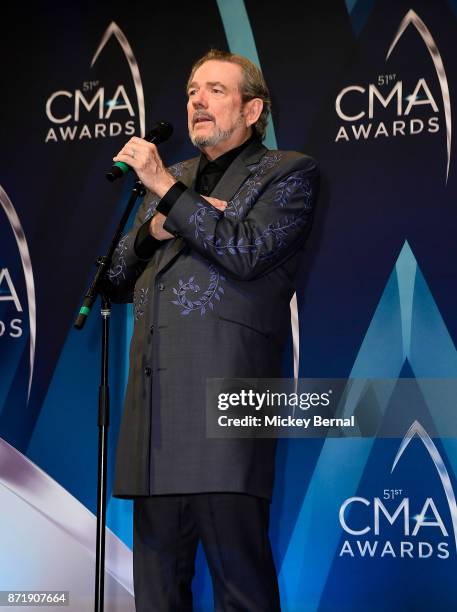 Songwriter Jimmy Webb speaks in the press room during the 51st annual CMA Awards at the Bridgestone Arena on November 8, 2017 in Nashville, Tennessee.