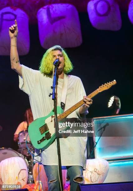 Singer/guitarist Christian Zucconi of Grouplove performs at Spectrum Center on November 8, 2017 in Charlotte, North Carolina.