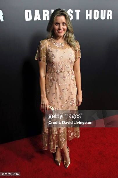 Actress Caggie Dunlop attends the premiere of Focus Features' "Darkest Hour" at the Samuel Goldwyn Theater on November 8, 2017 in Beverly Hills,...