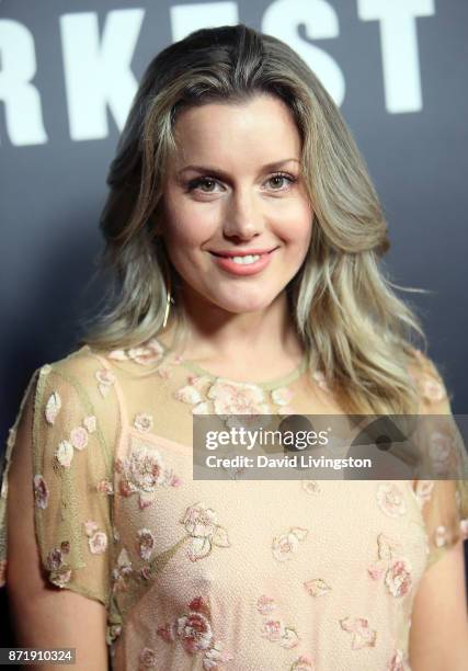 Actress Caggie Dunlop attends the premiere of Focus Features' "Darkest Hour" at the Samuel Goldwyn Theater on November 8, 2017 in Beverly Hills,...