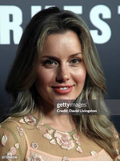 Actress Caggie Dunlop attends the premiere of Focus Features' "Darkest Hour" at the Samuel Goldwyn Theater on November 8, 2017 in Beverly Hills,...