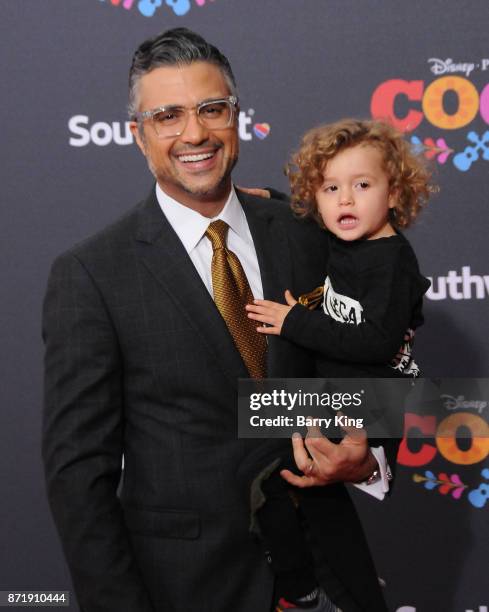 Actor Jaime Camil and son Jaime Camil III attend the U.S. Premiere of Disney Pixar's 'Coco' at El Capitan Theatre on November 8, 2017 in Los Angeles,...