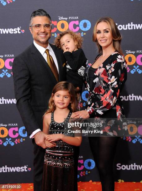 Actor Jaime Camil, daughter Elena Camil, son Jaime Camil III and his wife Heidi Balvanera attend the U.S. Premiere of Disney Pixar's 'Coco' at El...