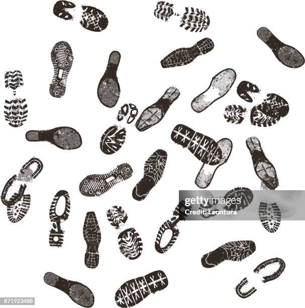footprints - boot footprint stock illustrations