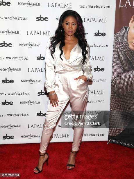 Ariane Andrew attends the LaPalme Magazine fall cover party at Nightingale Plaza on November 8, 2017 in Los Angeles, California.