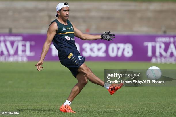 Eddie Betts kicks during an Australia International Rules Series Training Session at Adelaide Oval on November 9, 2017 in Adelaide, Australia.