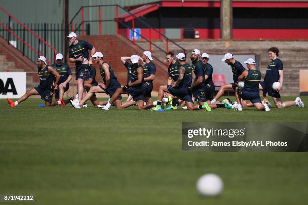 The team trains during an Australia International Rules Series Training Session at Adelaide Oval on November 9, 2017 in Adelaide, Australia.