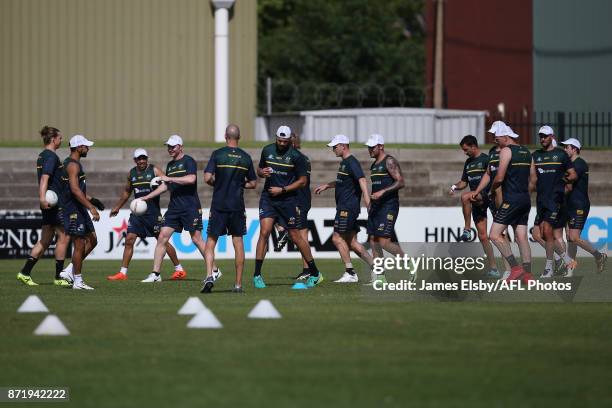 The team trains during an Australia International Rules Series Training Session at Adelaide Oval on November 9, 2017 in Adelaide, Australia.