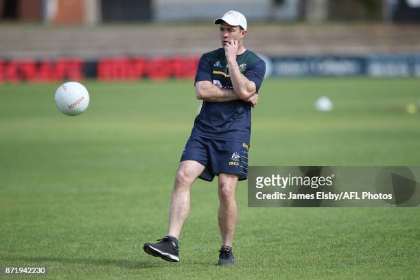 Coach Chris Scott during an Australia International Rules Series Training Session at Adelaide Oval on November 9, 2017 in Adelaide, Australia.