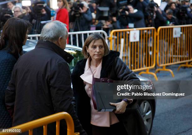 Catalan regional parliament speaker Carme Forcadell arrives at Spain's Supreme Court on November 9, 2017 in Madrid, Spain. Forcadell and other...