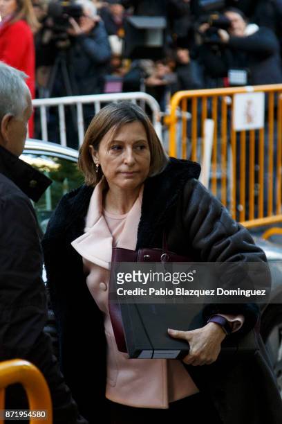 Catalan regional parliament speaker Carme Forcadell arrives at Spain's Supreme Court on November 9, 2017 in Madrid, Spain. Forcadell and other...