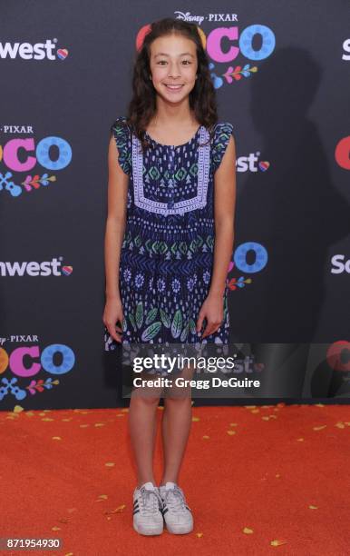 Aubrey Anderson-Emmons arrives at the premiere of Disney Pixar's "Coco" at El Capitan Theatre on November 8, 2017 in Los Angeles, California.