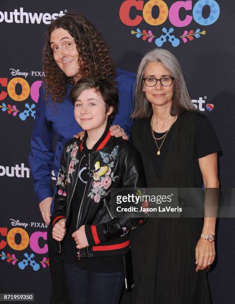Weird Al Yankovic, wife Suzanne Yankovic and daughter Nina Yankovic attend the premiere of "Coco" at El Capitan Theatre on November 8, 2017 in Los...