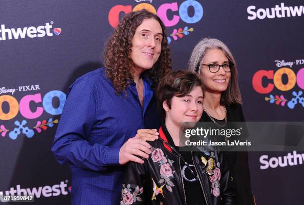 Weird Al Yankovic, wife Suzanne Yankovic and daughter Nina Yankovic attend the premiere of "Coco" at El Capitan Theatre on November 8, 2017 in Los...