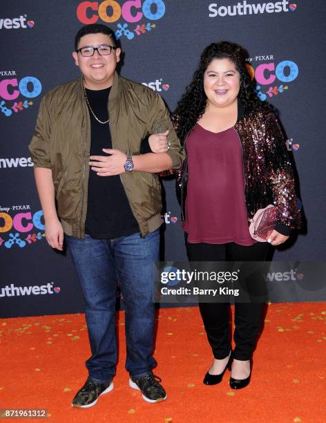 Actor Rico Rodriguez and actress Raini Rodriguez attend the U.S. Premiere of Disney Pixar's 'Coco' at El Capitan Theatre on November 8, 2017 in Los...