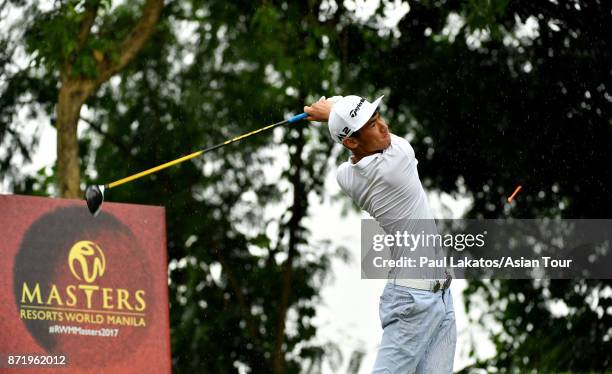 Micach Lauren Shin of the USA plays a shot during round one of the Resorts World Manila Masters at Manila Southwoods Golf and Country Club on...