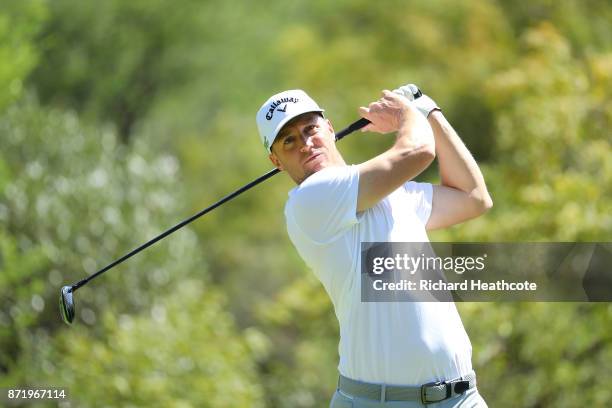 Alex Noren of Sweden in action during the pro-am for the Nedbank Golf Challenge at Gary Player CC on November 08, 2017 in Sun City, South Africa.