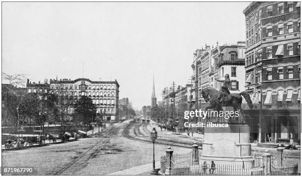 antique photograph of world's famous sites: new york - union square stock illustrations