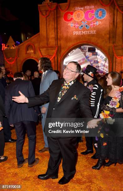 Executive producer John Lasseter arrives at the premiere of Disney Pixar's "Coco" at the El Capitan Theatre on November 8, 2017 in Los Angeles,...