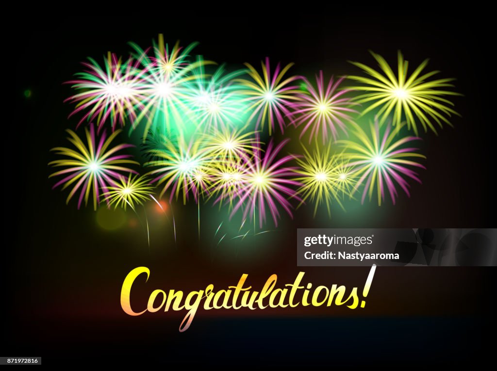 Congratulations Explotion Congratulations Word With Fireworks High-Res Vector Graphic - Getty Images