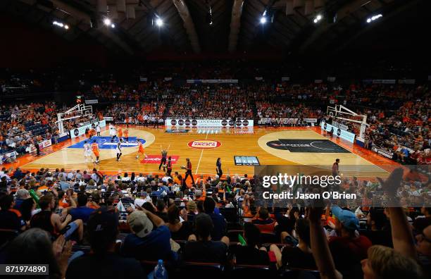 General view during the round six NBL match between the Cairns Taipans and Melbourne United at Cairns Convention Centre on November 9, 2017 in...
