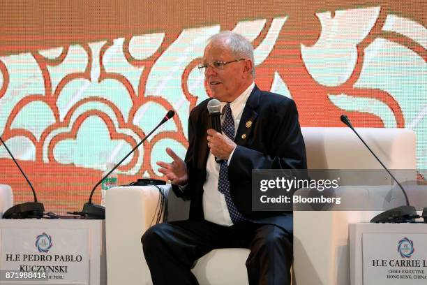 Pedro Pablo Kuczynski, Peru's president, speaks during the Asia-Pacific Economic Cooperation CEO Summit in Danang, Vietnam, on Wednesday, Nov. 8,...