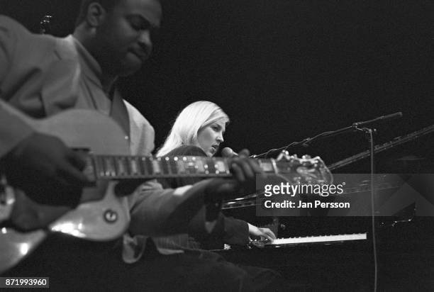 American jazz pianist and singer Diana Krall performing with guitar player Russell Malone at Copenhagen, Denmark, Jazz House 1996.