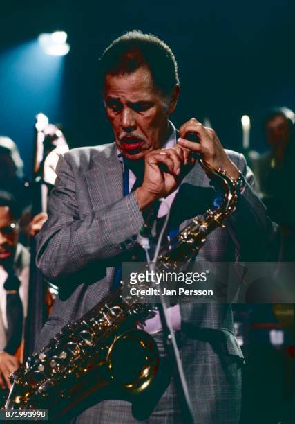 American jazz saxophonist Dexter Gordon performing at Jazzhouse Montmartre Copenhagen, Denmark, 1983.