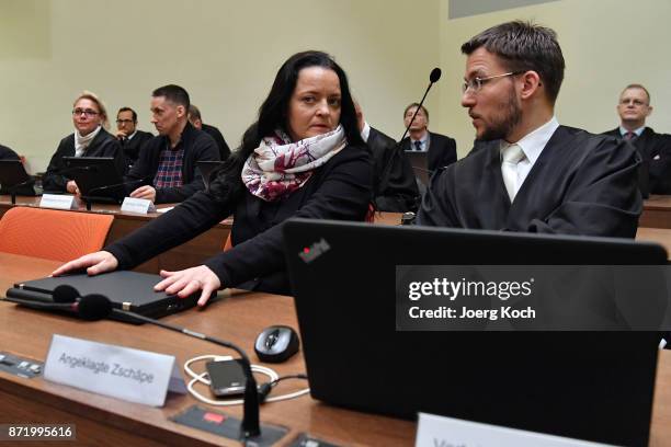 Main defendant Beate Zschaepe , her lawyer Mathias Grasel and co-defendant Ralf Wohlleben wait for the 386th day of the trial on terror charges in...