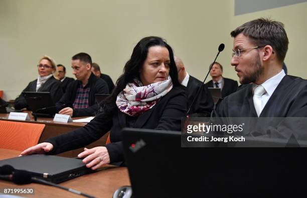 Main defendant Beate Zschaepe , her lawyer Mathias Grasel and defendant Ralf Wohlleben wait for the 386th day of the trial on terror charges in...