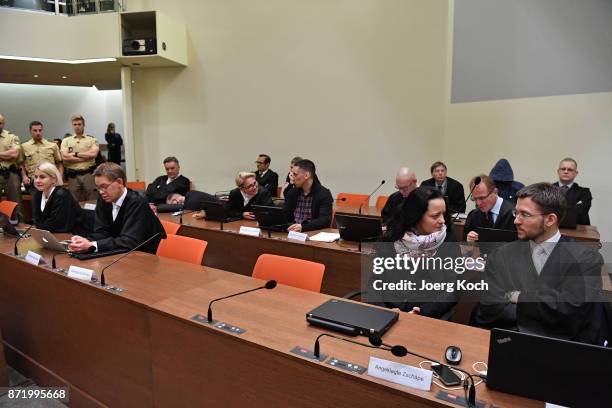 Main defendant Beate Zschaepe , her lawyer Mathias Grasel and defendant Ralf Wohlleben wait for the 386th day of the trial on terror charges in...